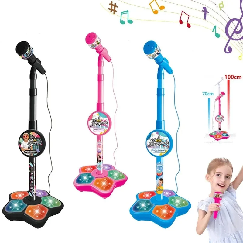 Kindermikrofon mit Ständer, Karaoke-Lied, Musikinstrument, Spielzeug, Gehirntraining, Lernspielzeug, Geburtstagsgeschenk für Mädchen und Jungen