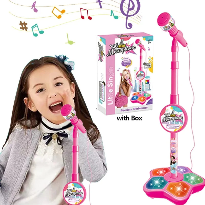 Kindermikrofon mit Ständer, Karaoke-Lied, Musikinstrument, Spielzeug, Gehirntraining, Lernspielzeug, Geburtstagsgeschenk für Mädchen und Jungen