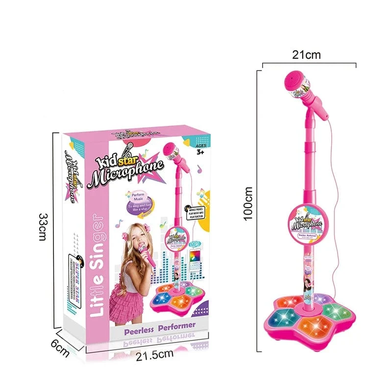 Kindermikrofon mit Ständer, Karaoke-Lied, Musikinstrument, Spielzeug, Gehirntraining, Lernspielzeug, Geburtstagsgeschenk für Mädchen und Jungen
