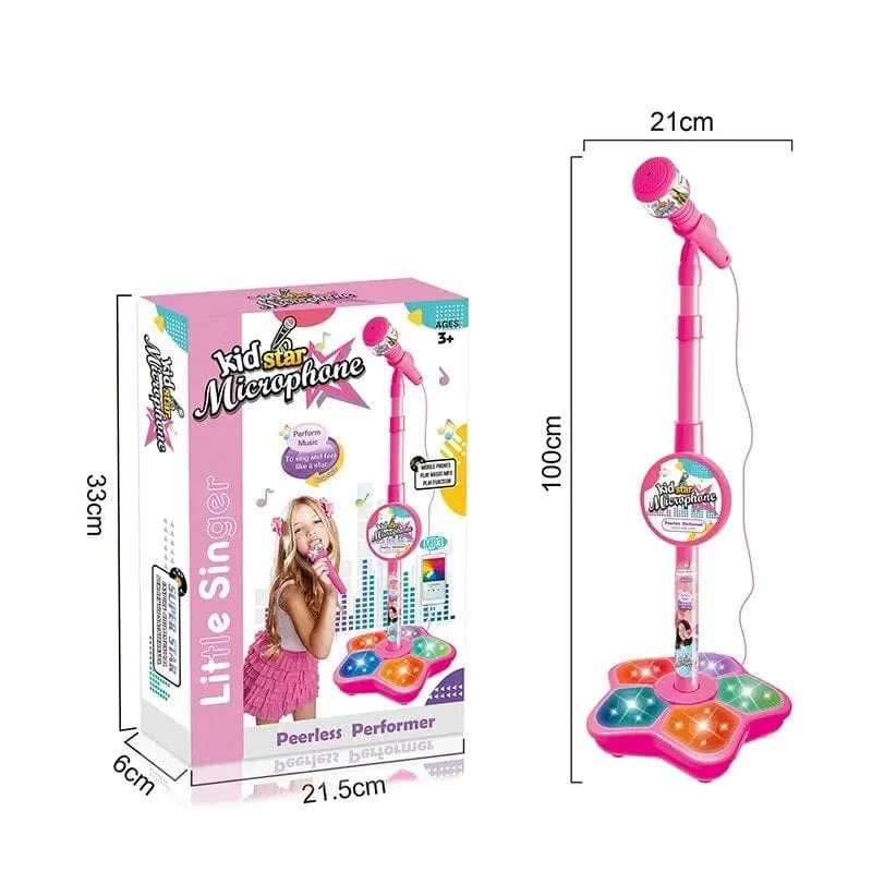 Kindermikrofon mit Ständer, Karaoke-Lied, Musikinstrument, Spielzeug, Gehirntraining, Lernspielzeug, Geburtstagsgeschenk für Mädchen und Jungen