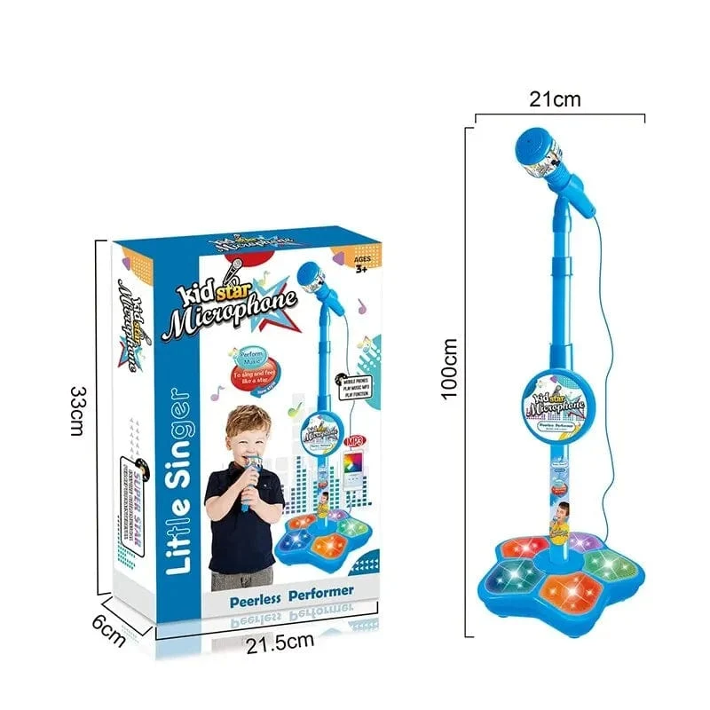 Kindermikrofon mit Ständer, Karaoke-Lied, Musikinstrument, Spielzeug, Gehirntraining, Lernspielzeug, Geburtstagsgeschenk für Mädchen und Jungen