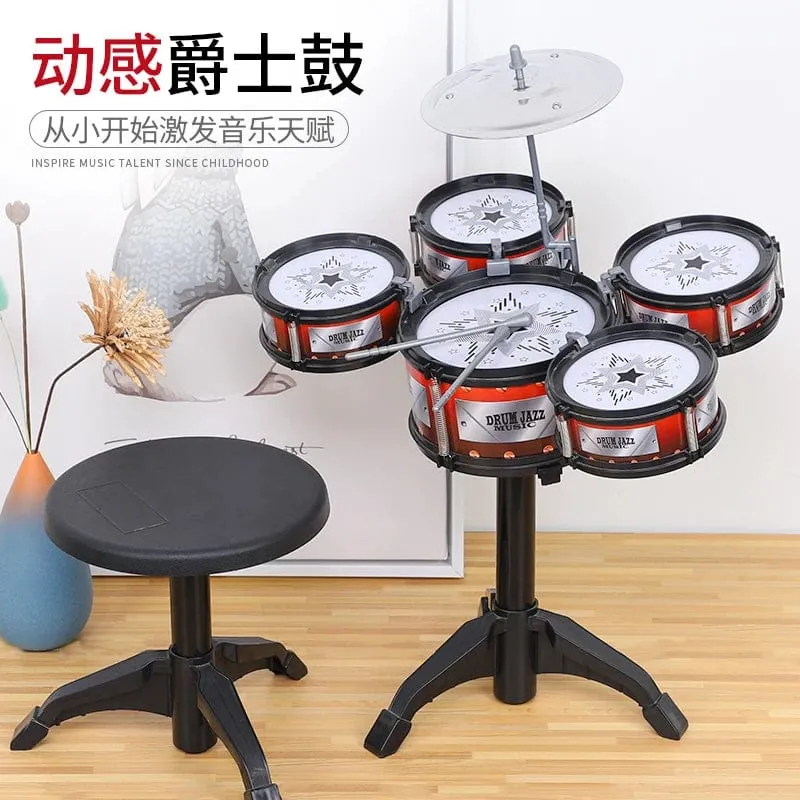 Simulation Drum Set Junior Drums Kit Jazz Drums Percussion Musical Instrument Weisheit Entwicklung Spielzeug Für Kinder Kid Geschenke
