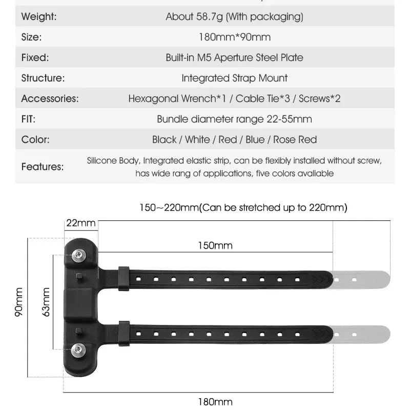 Fahrrad Flaschenhalter Adapter 5 Farben Silikon Flaschenhalter Gurt Sattelstütze Gabel Rahmen Multi-Position Montage Fahrradteile