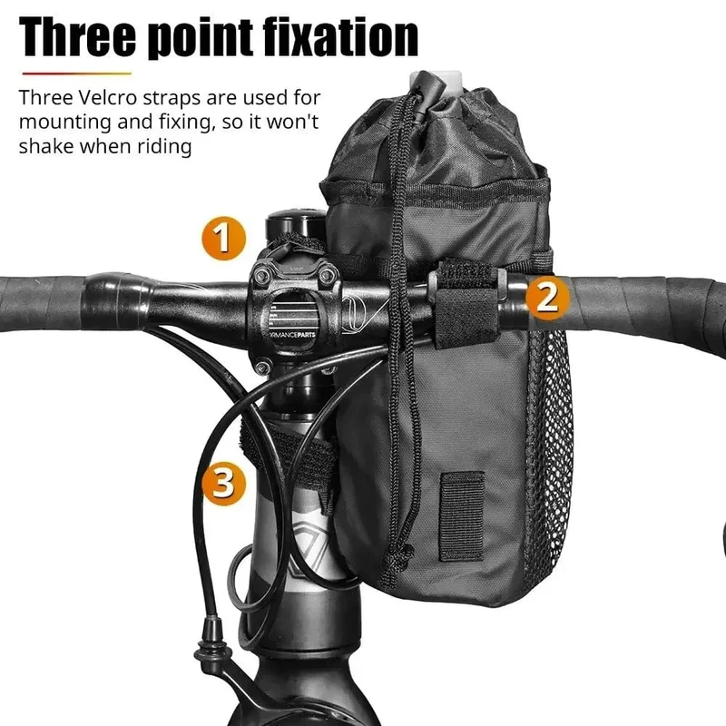 Fahrradtasche Fahrradflaschenhalter Lenker Vorbau Thermotasche mit Netztasche Kaffeetassenhalter Radfahren Wasserflasche Tragetasche