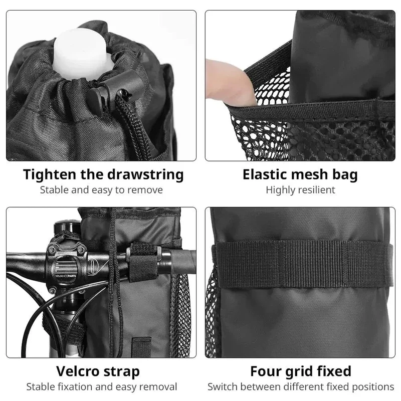 Fahrradtasche Fahrradflaschenhalter Lenker Vorbau Thermotasche mit Netztasche Kaffeetassenhalter Radfahren Wasserflasche Tragetasche