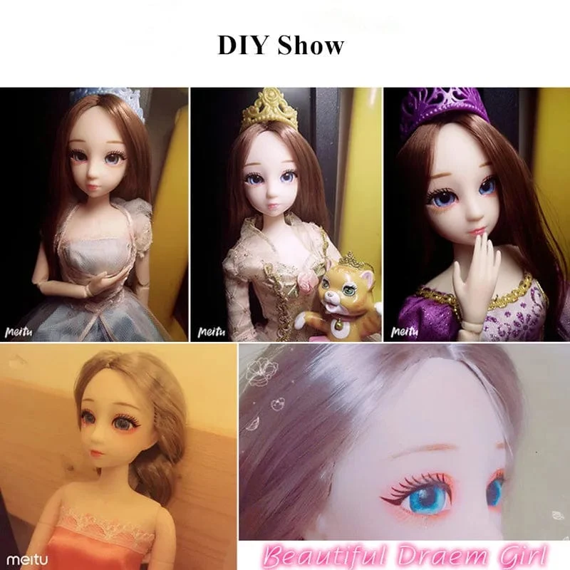 30cm Puppenspielzeug für Mädchen 1/6 BJD Puppen Körper Make-up 3D Augen Schöne Prinzessin Baby Mädchen Puppen Plastik DIY Spielzeug für Mädchen
