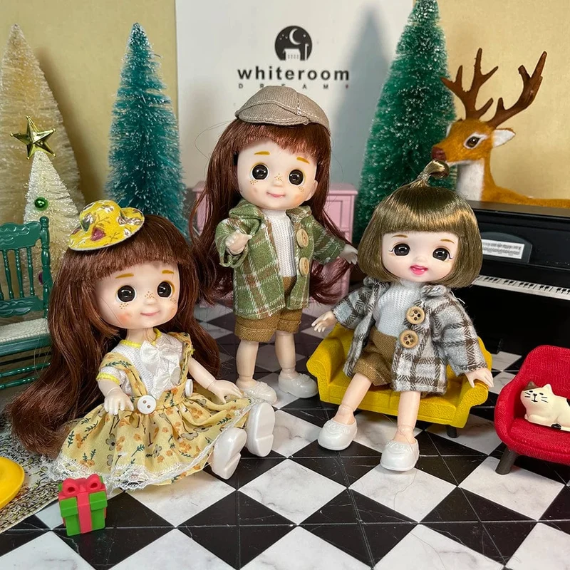 2024 neue Weihnachten Geschenk Puppe Für Kinder Mädchen BJD Nackt Blau Auge PVC Gesicht Kleidung Zubehör16cm 13 Bewegliche gelenke Ppräsent