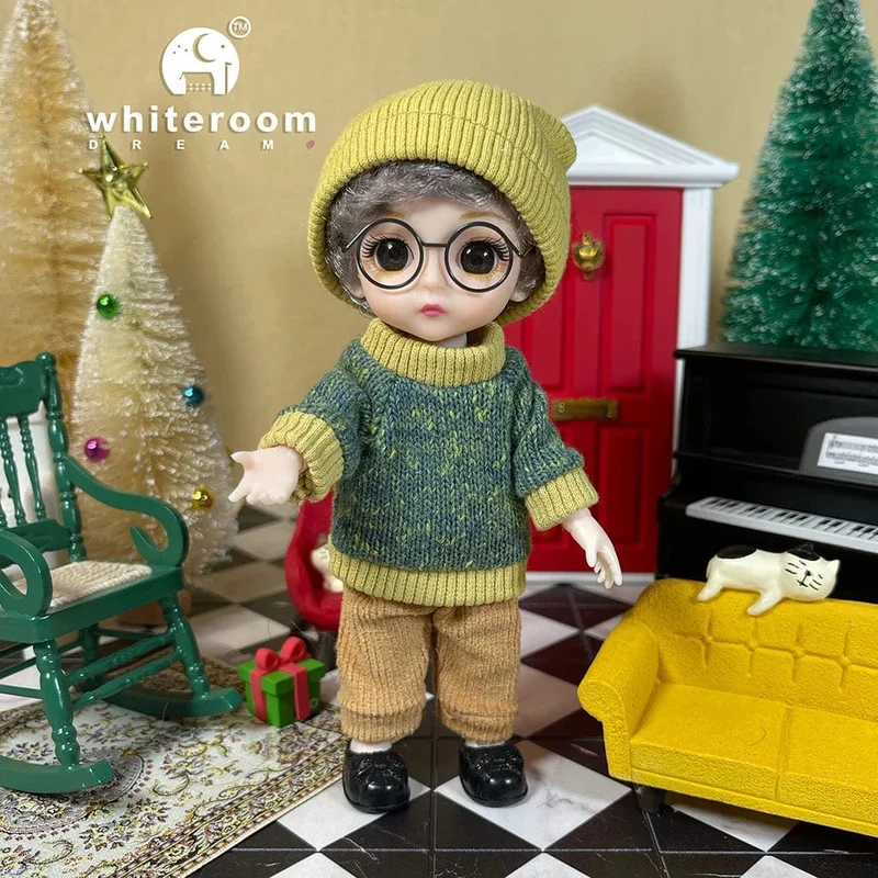 2024 neue Weihnachten Geschenk Puppe Für Kinder Mädchen BJD Nackt Blau Auge PVC Gesicht Kleidung Zubehör16cm 13 Bewegliche gelenke Ppräsent