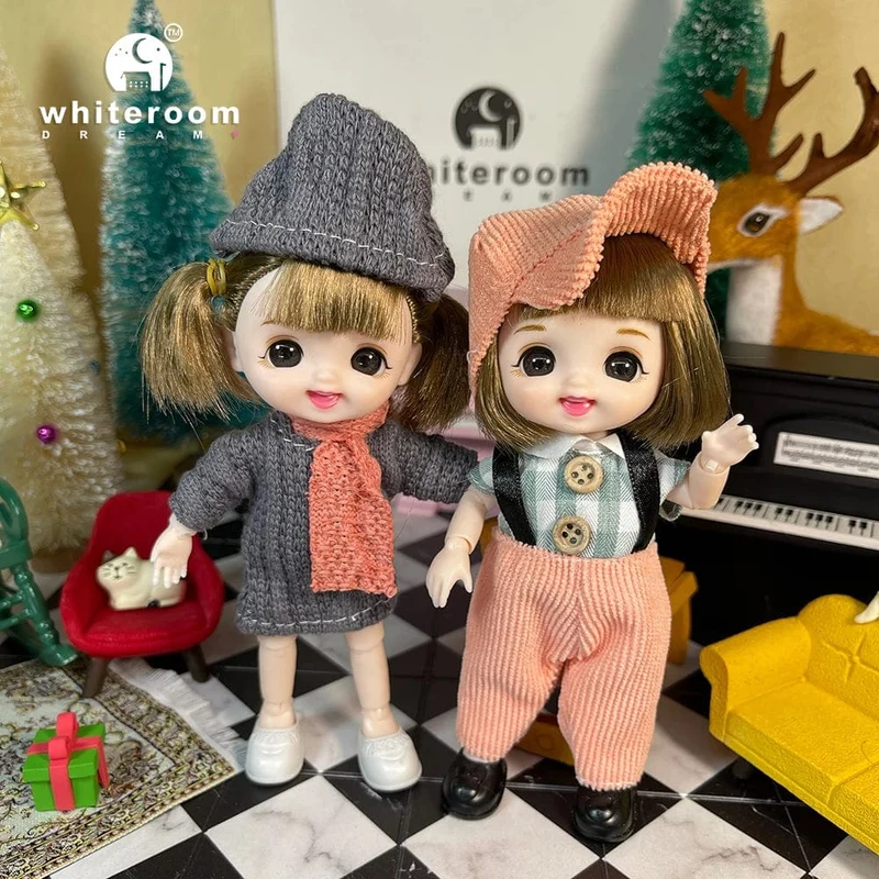 2024 neue Weihnachten Geschenk Puppe Für Kinder Mädchen BJD Nackt Blau Auge PVC Gesicht Kleidung Zubehör16cm 13 Bewegliche gelenke Ppräsent