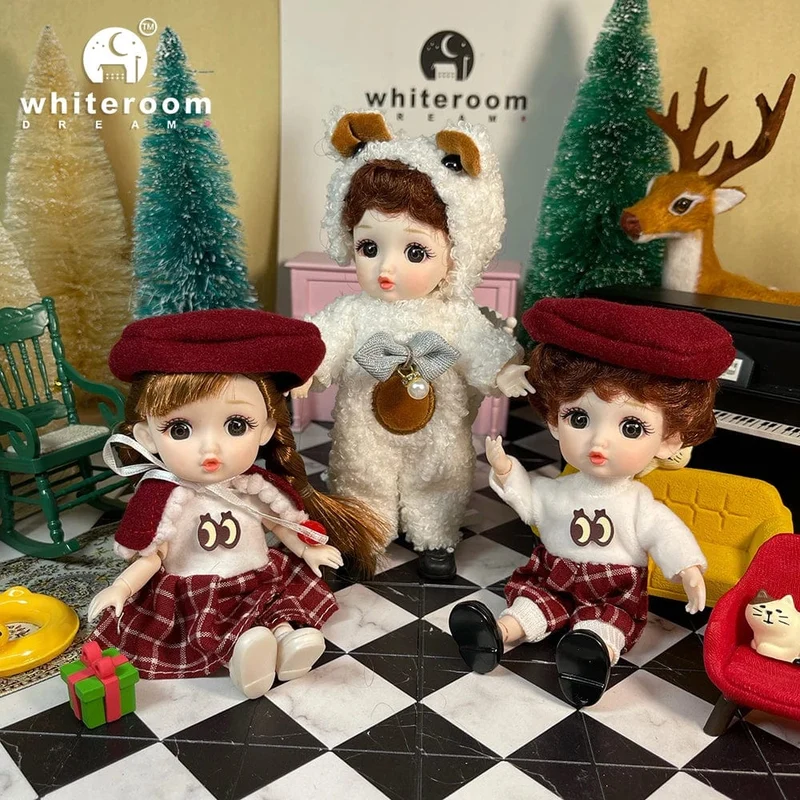 2024 neue Weihnachten Geschenk Puppe Für Kinder Mädchen BJD Nackt Blau Auge PVC Gesicht Kleidung Zubehör16cm 13 Bewegliche gelenke Ppräsent