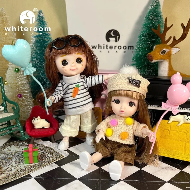 2024 neue Weihnachten Geschenk Puppe Für Kinder Mädchen BJD Nackt Blau Auge PVC Gesicht Kleidung Zubehör16cm 13 Bewegliche gelenke Ppräsent