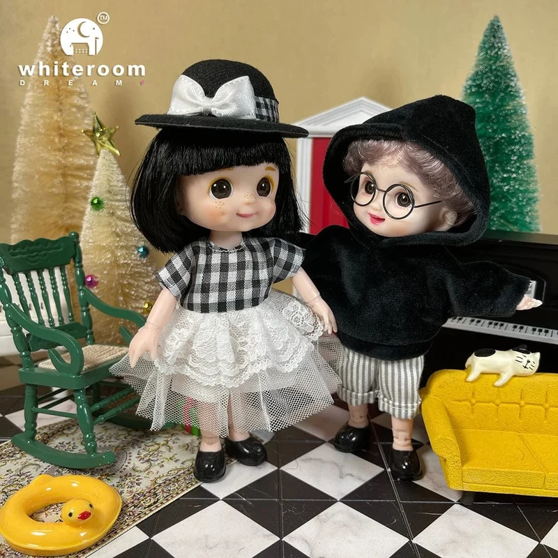 2024 neue Weihnachten Geschenk Puppe Für Kinder Mädchen BJD Nackt Blau Auge PVC Gesicht Kleidung Zubehör16cm 13 Bewegliche gelenke Ppräsent