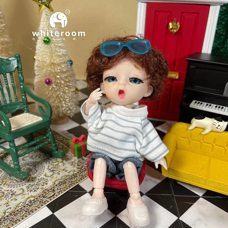2024 neue Weihnachten Geschenk Puppe Für Kinder Mädchen BJD Nackt Blau Auge PVC Gesicht Kleidung Zubehör16cm 13 Bewegliche gelenke Ppräsent