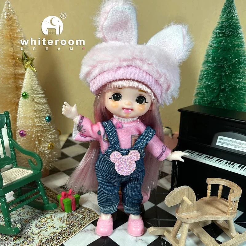 2024 neue Weihnachten Geschenk Puppe Für Kinder Mädchen BJD Nackt Blau Auge PVC Gesicht Kleidung Zubehör16cm 13 Bewegliche gelenke Ppräsent