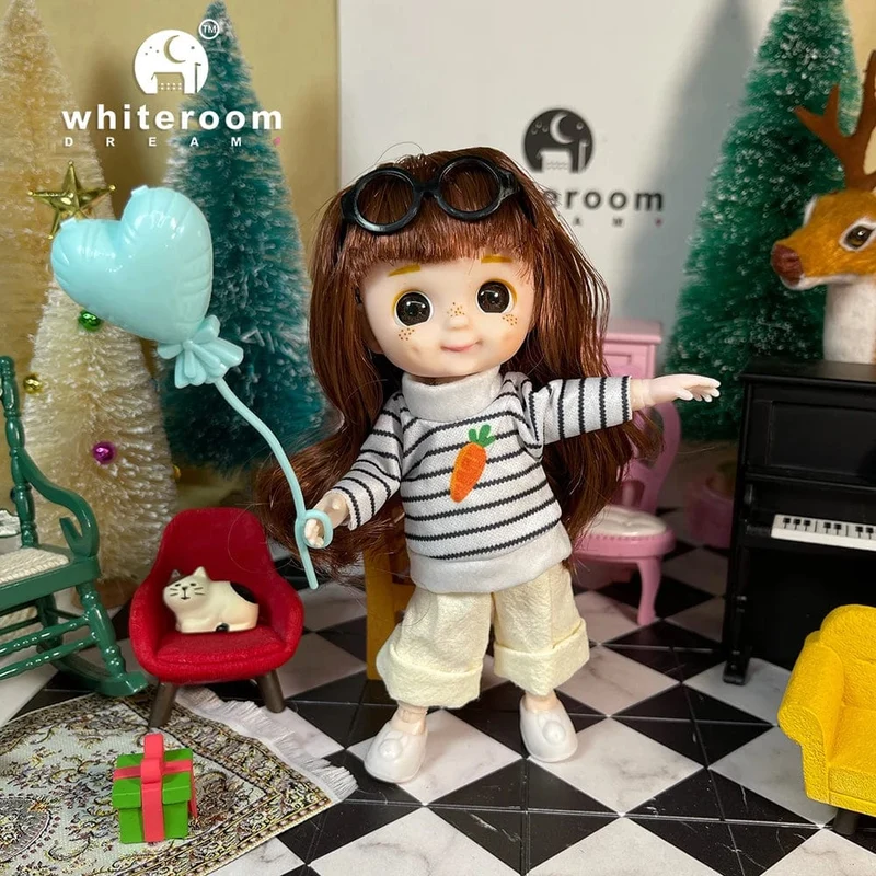 2024 neue Weihnachten Geschenk Puppe Für Kinder Mädchen BJD Nackt Blau Auge PVC Gesicht Kleidung Zubehör16cm 13 Bewegliche gelenke Ppräsent