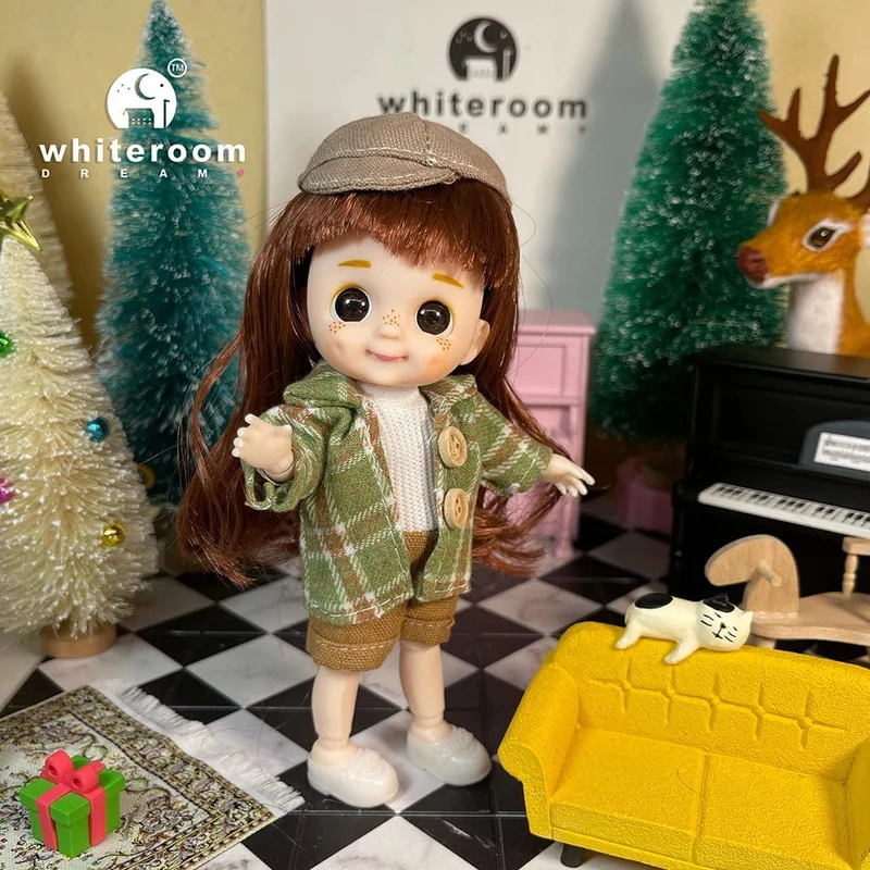 2024 neue Weihnachten Geschenk Puppe Für Kinder Mädchen BJD Nackt Blau Auge PVC Gesicht Kleidung Zubehör16cm 13 Bewegliche gelenke Ppräsent