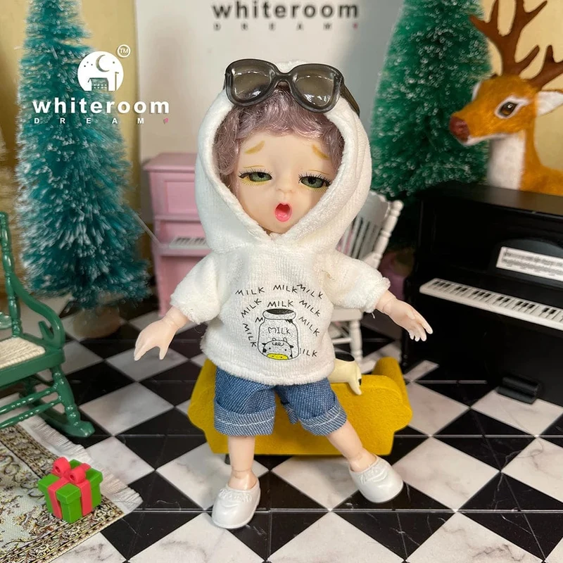 2024 neue Weihnachten Geschenk Puppe Für Kinder Mädchen BJD Nackt Blau Auge PVC Gesicht Kleidung Zubehör16cm 13 Bewegliche gelenke Ppräsent