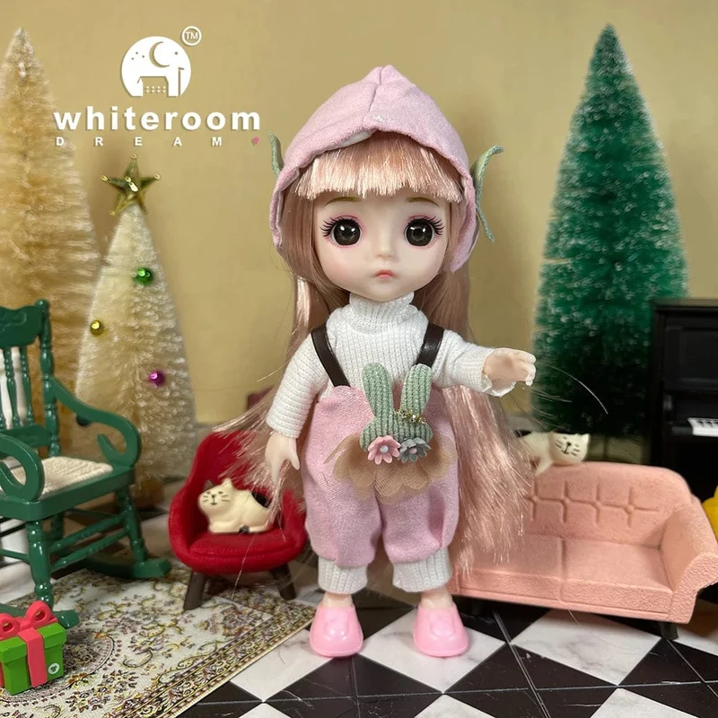 2024 neue Weihnachten Geschenk Puppe Für Kinder Mädchen BJD Nackt Blau Auge PVC Gesicht Kleidung Zubehör16cm 13 Bewegliche gelenke Ppräsent