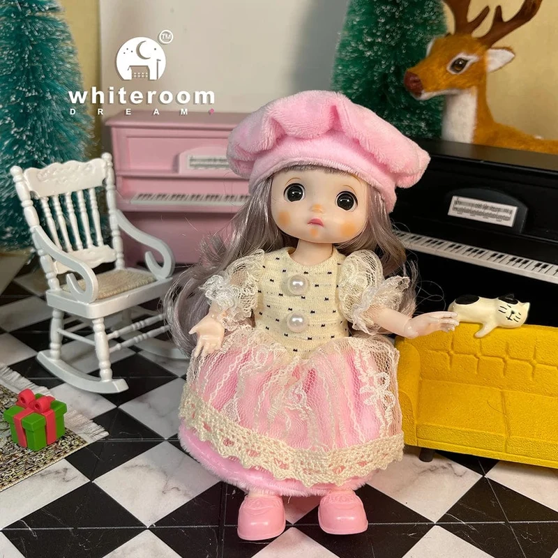 2024 neue Weihnachten Geschenk Puppe Für Kinder Mädchen BJD Nackt Blau Auge PVC Gesicht Kleidung Zubehör16cm 13 Bewegliche gelenke Ppräsent