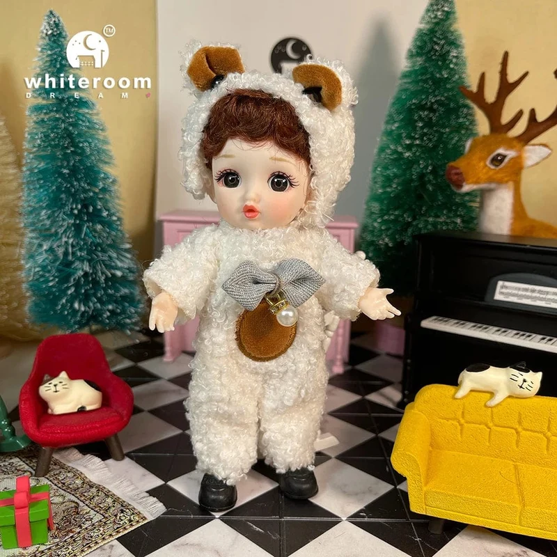 2024 neue Weihnachten Geschenk Puppe Für Kinder Mädchen BJD Nackt Blau Auge PVC Gesicht Kleidung Zubehör16cm 13 Bewegliche gelenke Ppräsent
