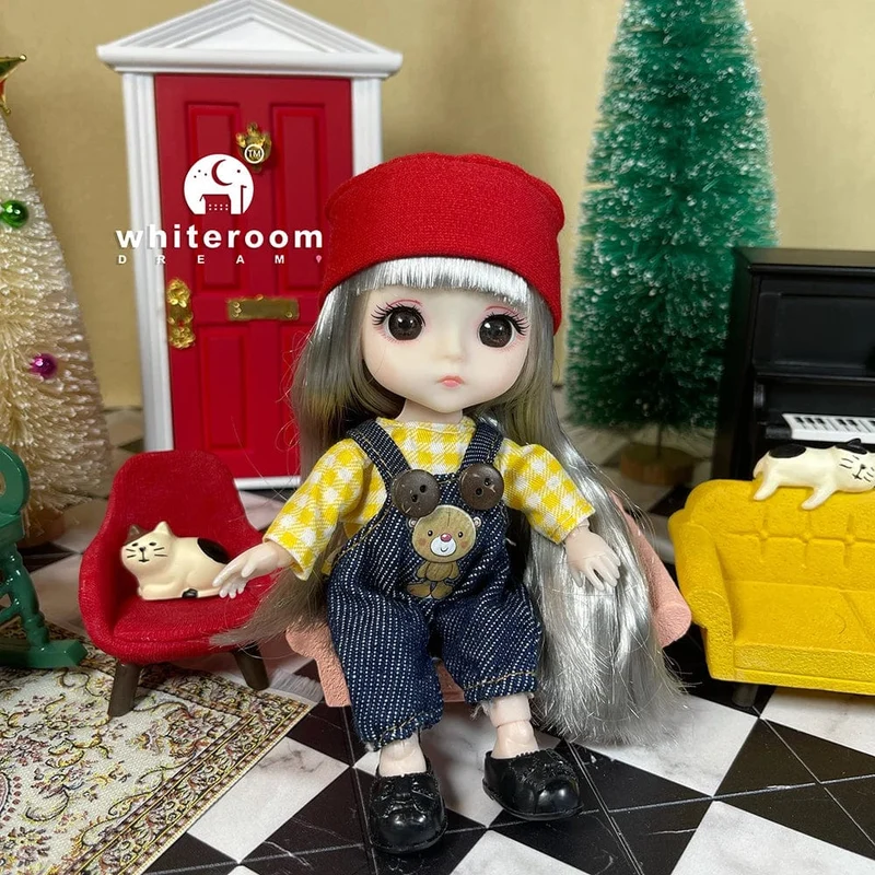 2024 neue Weihnachten Geschenk Puppe Für Kinder Mädchen BJD Nackt Blau Auge PVC Gesicht Kleidung Zubehör16cm 13 Bewegliche gelenke Ppräsent