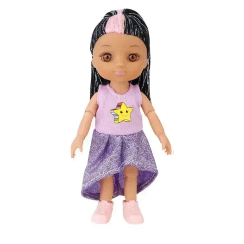 Mini 16 cm Puppe und Kleidung 3D-Simulation Auge Puppe mit mehreren Gelenken und beweglichem Scharnier Mehrfarbige Haare Mädchen DIY Spielzeug Geburtstagsgeschenke