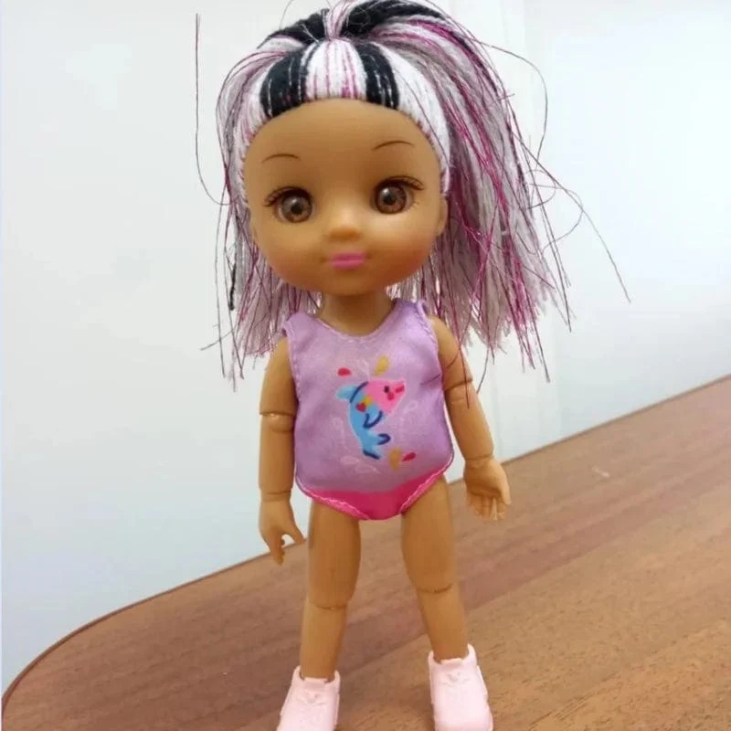 Mini 16 cm Puppe und Kleidung 3D-Simulation Auge Puppe mit mehreren Gelenken und beweglichem Scharnier Mehrfarbige Haare Mädchen DIY Spielzeug Geburtstagsgeschenke