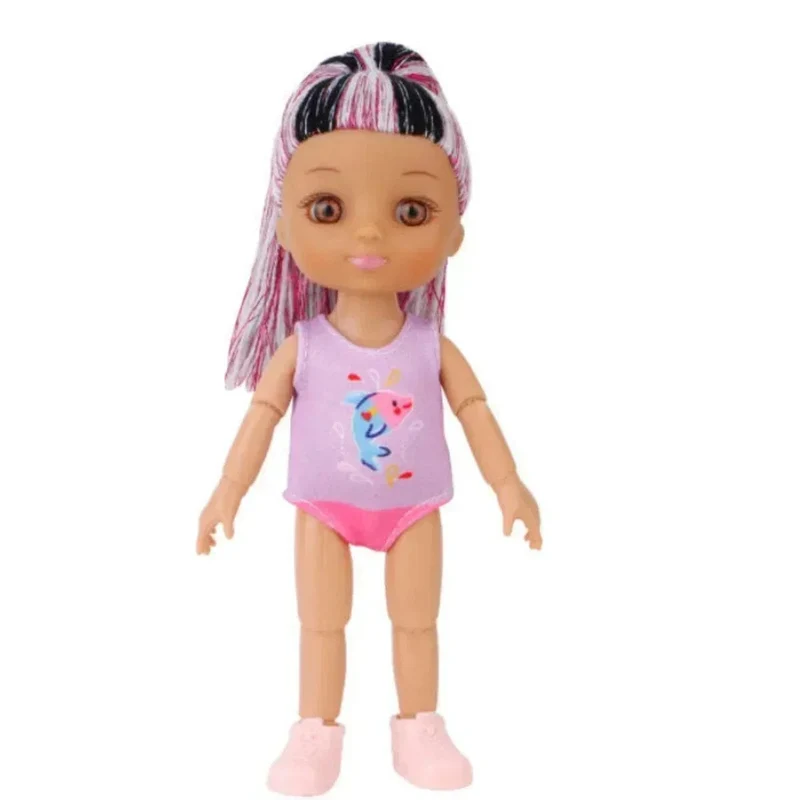 Mini 16 cm Puppe und Kleidung 3D-Simulation Auge Puppe mit mehreren Gelenken und beweglichem Scharnier Mehrfarbige Haare Mädchen DIY Spielzeug Geburtstagsgeschenke