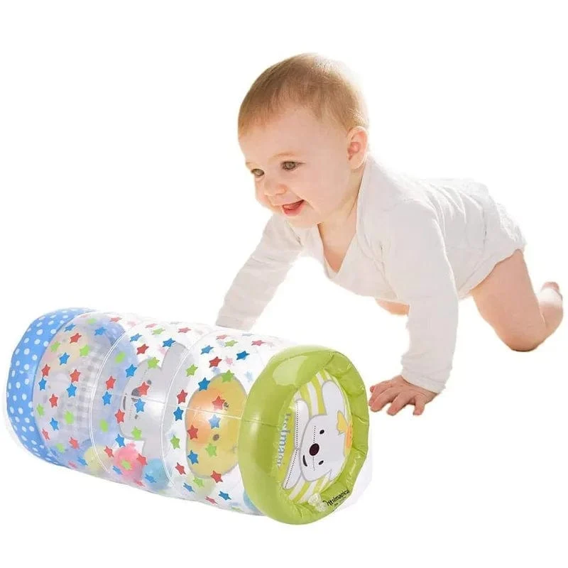 Aufblasbares Baby-Krabbelroller-Spielzeug mit Rassel und Ball, PVC, frühe Entwicklung, Fitness-Spielzeug, frühes pädagogisches Spielzeug für Kinder