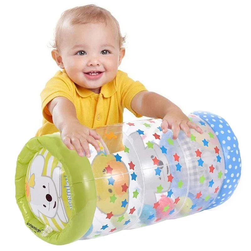 Aufblasbares Baby-Krabbelroller-Spielzeug mit Rassel und Ball, PVC, frühe Entwicklung, Fitness-Spielzeug, frühes pädagogisches Spielzeug für Kinder