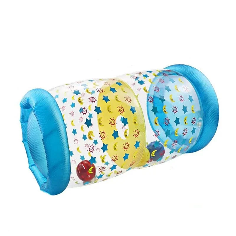 Aufblasbares Baby-Krabbelroller-Spielzeug mit Rassel und Ball, PVC, frühe Entwicklung, Fitness-Spielzeug, frühes pädagogisches Spielzeug für Kinder