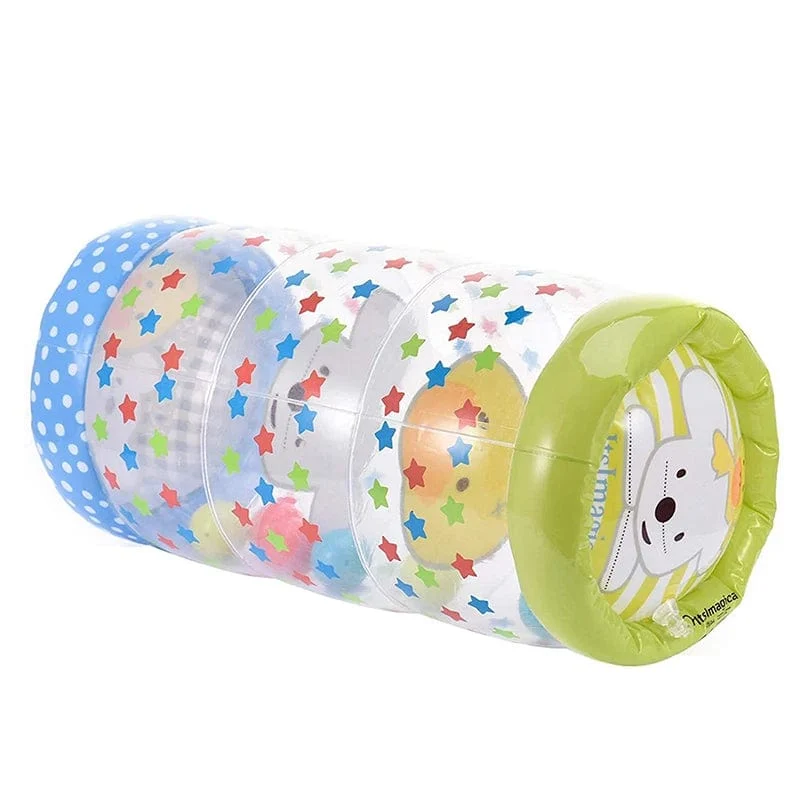 Aufblasbares Baby-Krabbelroller-Spielzeug mit Rassel und Ball, PVC, frühe Entwicklung, Fitness-Spielzeug, frühes pädagogisches Spielzeug für Kinder