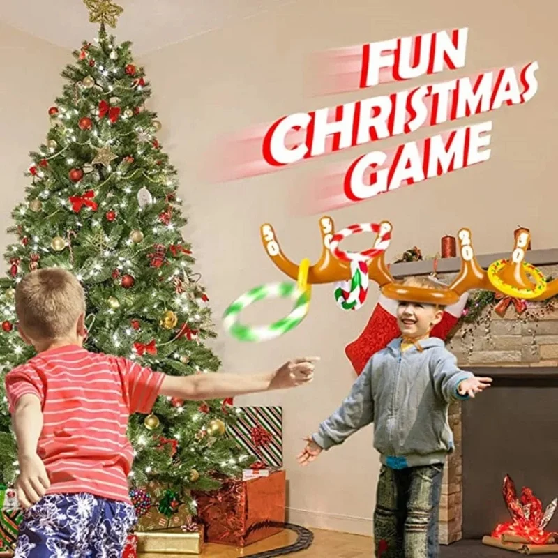 Weihnachten Spiel Aufblasbare Lustige Rentier Geweih Hut Ring Werfen Spielzeug Weihnachten Neujahr Kinder Geschenk Aufgeblasen Party Spiele Spielzeug