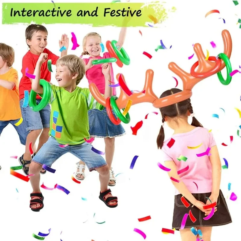Weihnachten Spiel Aufblasbare Lustige Rentier Geweih Hut Ring Werfen Spielzeug Weihnachten Neujahr Kinder Geschenk Aufgeblasen Party Spiele Spielzeug