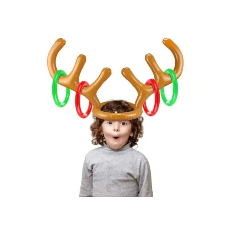 Weihnachten Spiel Aufblasbare Lustige Rentier Geweih Hut Ring Werfen Spielzeug Weihnachten Neujahr Kinder Geschenk Aufgeblasen Party Spiele Spielzeug