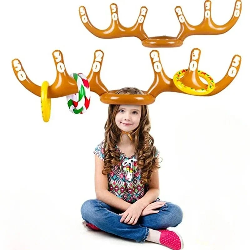 Weihnachten Spiel Aufblasbare Lustige Rentier Geweih Hut Ring Werfen Spielzeug Weihnachten Neujahr Kinder Geschenk Aufgeblasen Party Spiele Spielzeug