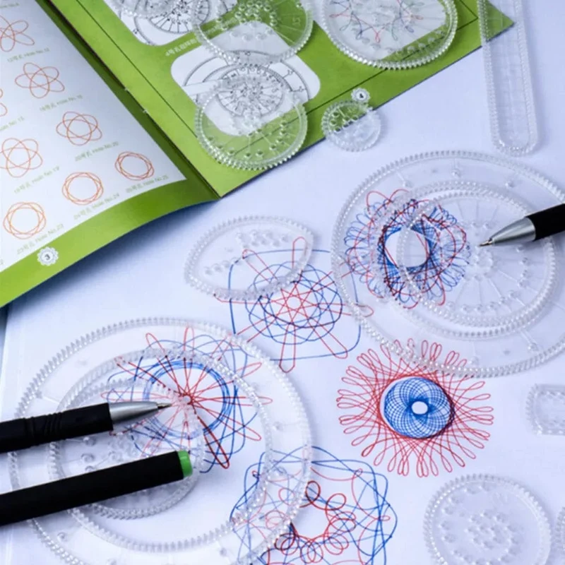 Designs ineinander greifende Zahnräder und Räder, zeichnen Lernspielzeug 2022 Neues Spirograph Deluxe Set Design Blechset Spirale zeichnen