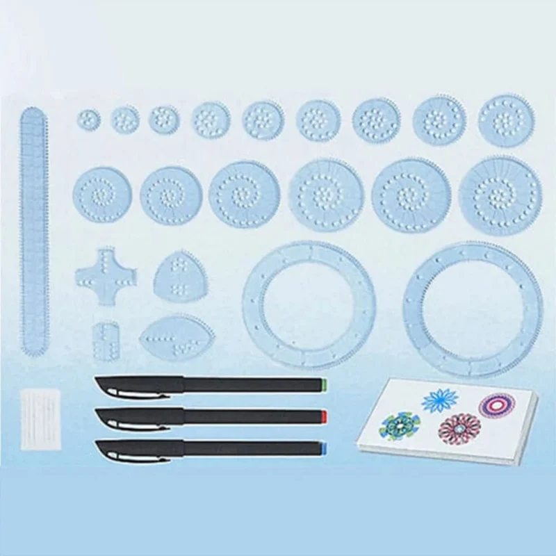 Designs ineinander greifende Zahnräder und Räder, zeichnen Lernspielzeug 2022 Neues Spirograph Deluxe Set Design Blechset Spirale zeichnen