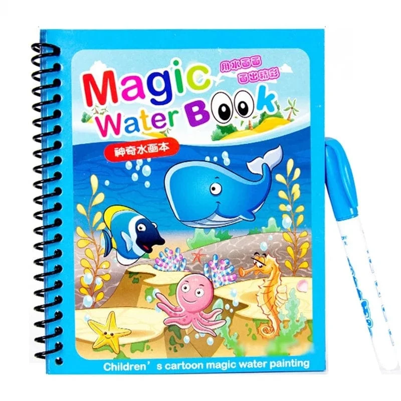 Mal- und Zeichenspielzeug für Kinder, wiederverwendbares Malbuch, magisches Wasser-Malbuch, sensorisches Früherziehungsspielzeug für Kinder