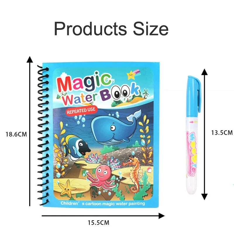 Mal- und Zeichenspielzeug für Kinder, wiederverwendbares Malbuch, magisches Wasser-Malbuch, sensorisches Früherziehungsspielzeug für Kinder