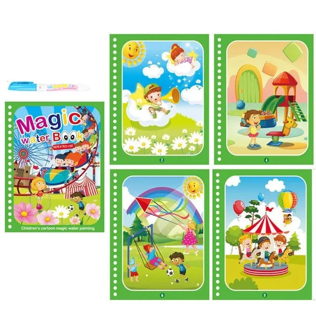Mal- und Zeichenspielzeug für Kinder, wiederverwendbares Malbuch, magisches Wasser-Malbuch, sensorisches Früherziehungsspielzeug für Kinder