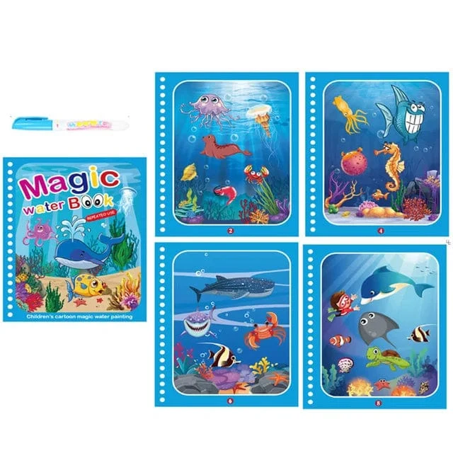 Mal- und Zeichenspielzeug für Kinder, wiederverwendbares Malbuch, magisches Wasser-Malbuch, sensorisches Früherziehungsspielzeug für Kinder