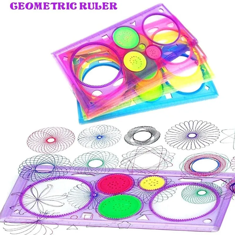 Spirograph-Zeichenschablonen-Set mit Tiergeometrie, Malvorlage, Lineale, Kunsthandwerk, kreatives Kinder-Lernspielzeug