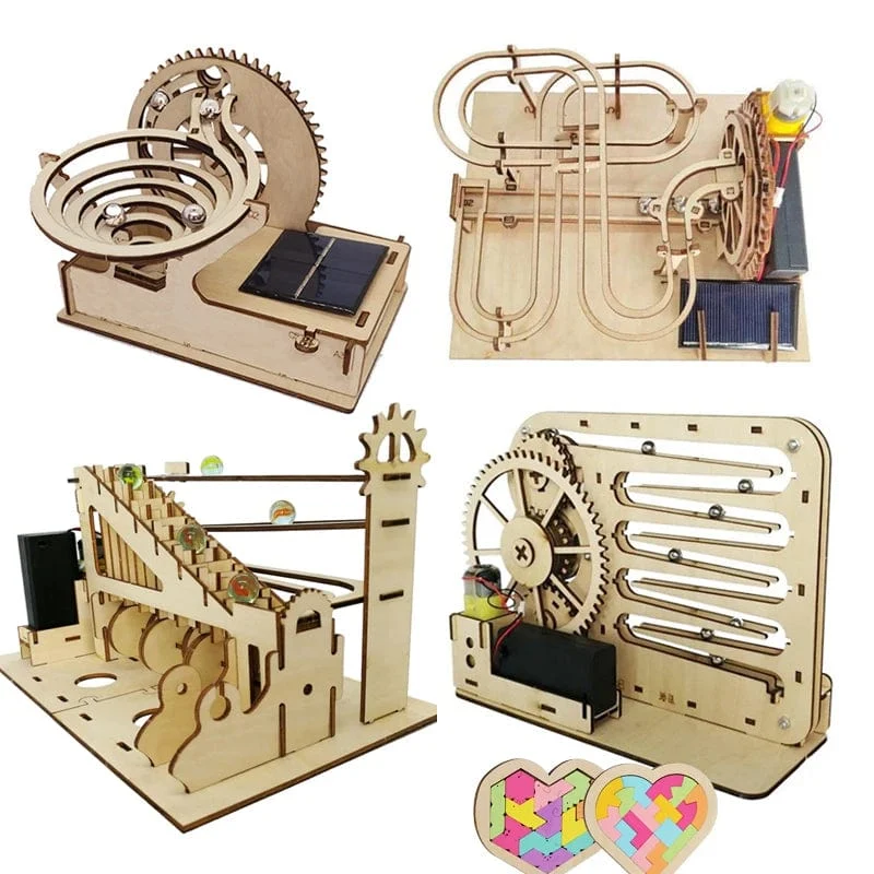 3D-Holzpuzzle zum Selbermachen, zusammenbauen, mechanisches Murmelbahn-Getriebe, Modellbausatz, Dampf-Wissenschaftspuzzle, Lernspielzeug, Geschenk für Kinder