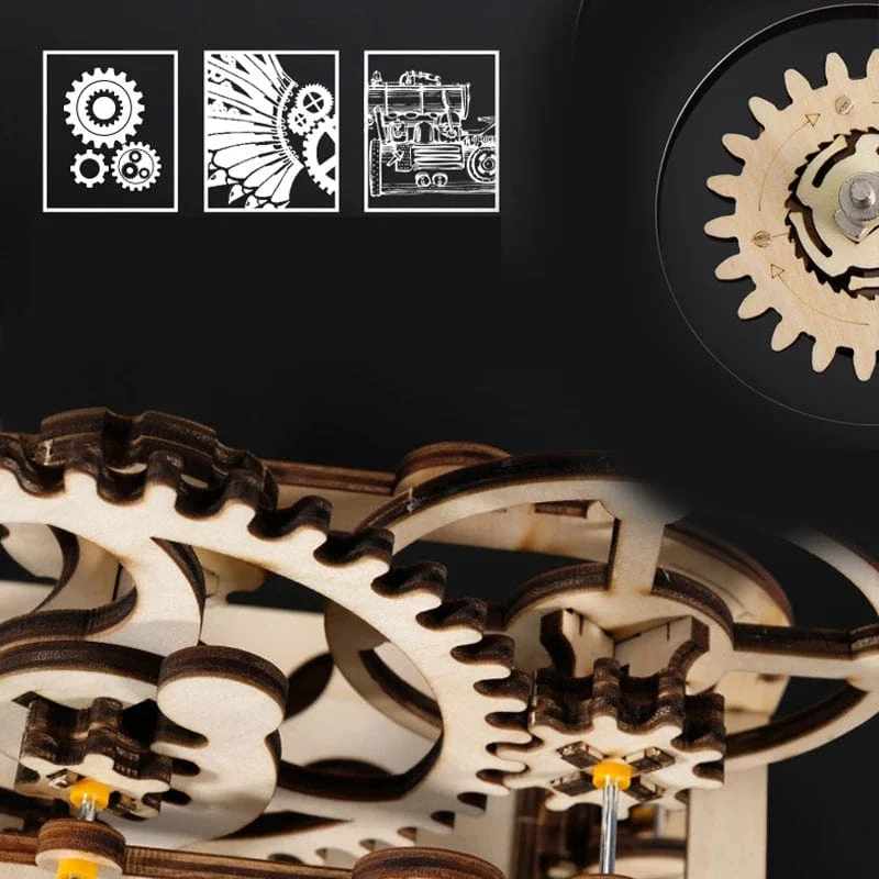 3D-Holzpuzzle zum Selbermachen, zusammenbauen, mechanisches Murmelbahn-Getriebe, Modellbausatz, Dampf-Wissenschaftspuzzle, Lernspielzeug, Geschenk für Kinder