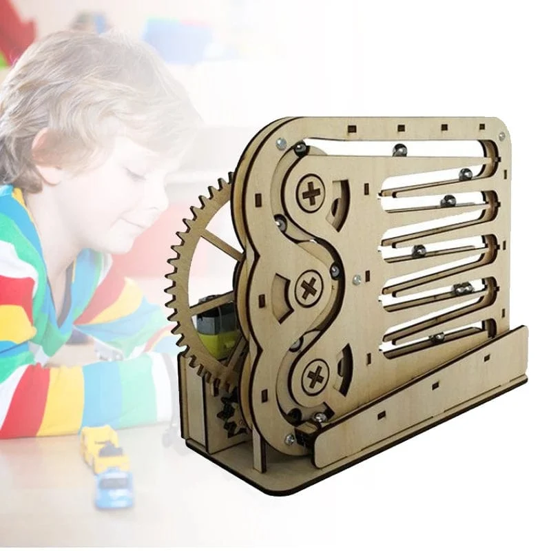3D-Holzpuzzle zum Selbermachen, zusammenbauen, mechanisches Murmelbahn-Getriebe, Modellbausatz, Dampf-Wissenschaftspuzzle, Lernspielzeug, Geschenk für Kinder