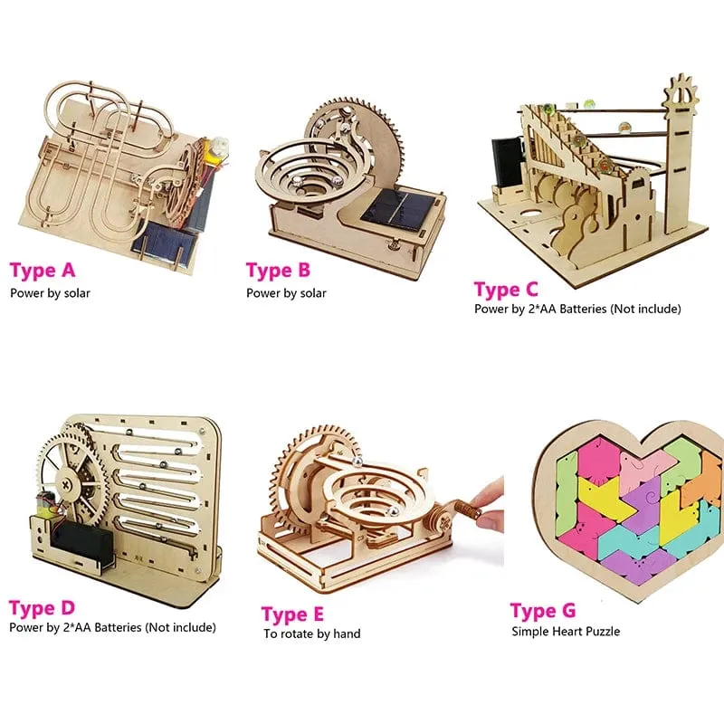 3D-Holzpuzzle zum Selbermachen, zusammenbauen, mechanisches Murmelbahn-Getriebe, Modellbausatz, Dampf-Wissenschaftspuzzle, Lernspielzeug, Geschenk für Kinder