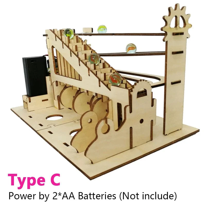 3D-Holzpuzzle zum Selbermachen, zusammenbauen, mechanisches Murmelbahn-Getriebe, Modellbausatz, Dampf-Wissenschaftspuzzle, Lernspielzeug, Geschenk für Kinder