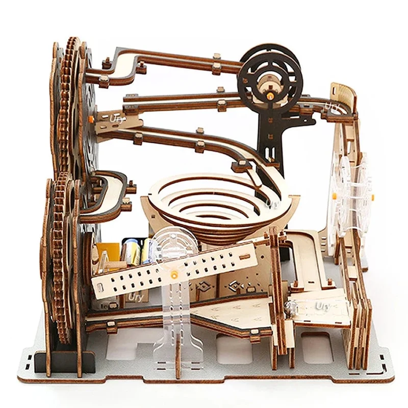 3D-Holzpuzzle, Kugelbahn-Set, DIY, mechanische Schiene, elektrisch, manuell, Modellbaustein-Bausätze, Montagespielzeug, Geschenk für Jugendliche und Erwachsene