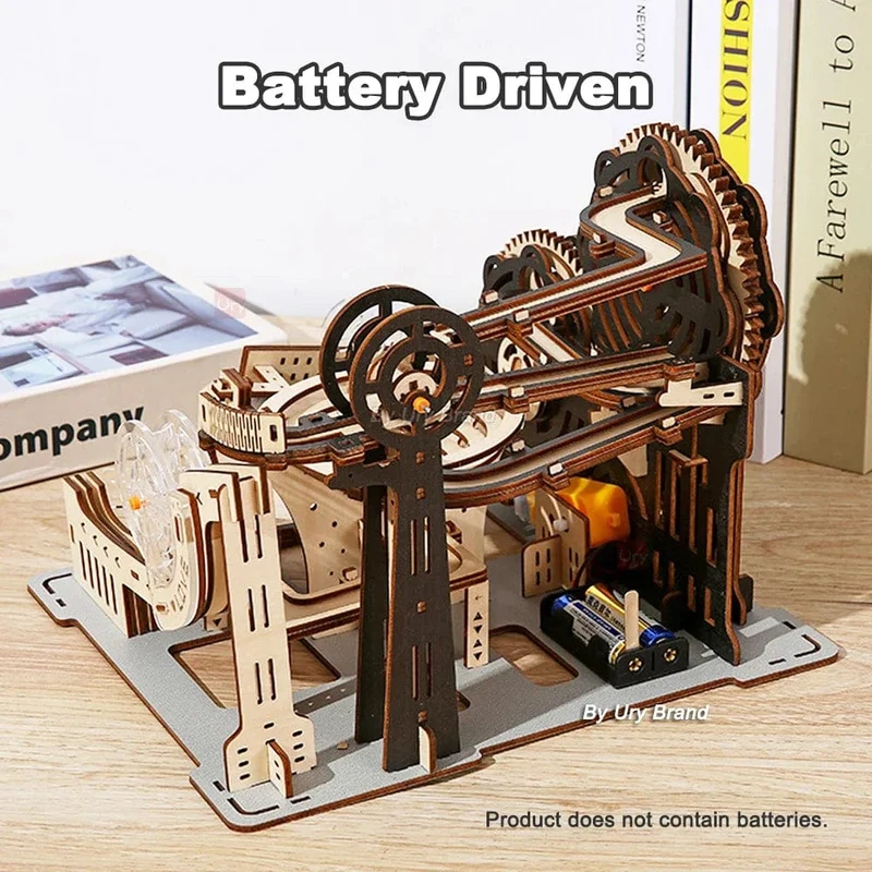 3D-Holzpuzzle, Kugelbahn-Set, DIY, mechanische Schiene, elektrisch, manuell, Modellbaustein-Bausätze, Montagespielzeug, Geschenk für Jugendliche und Erwachsene